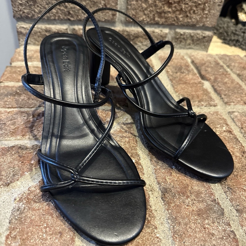 Open Edit Womens Pia Slingback Sandal Black Size 8.5 Strappy #553